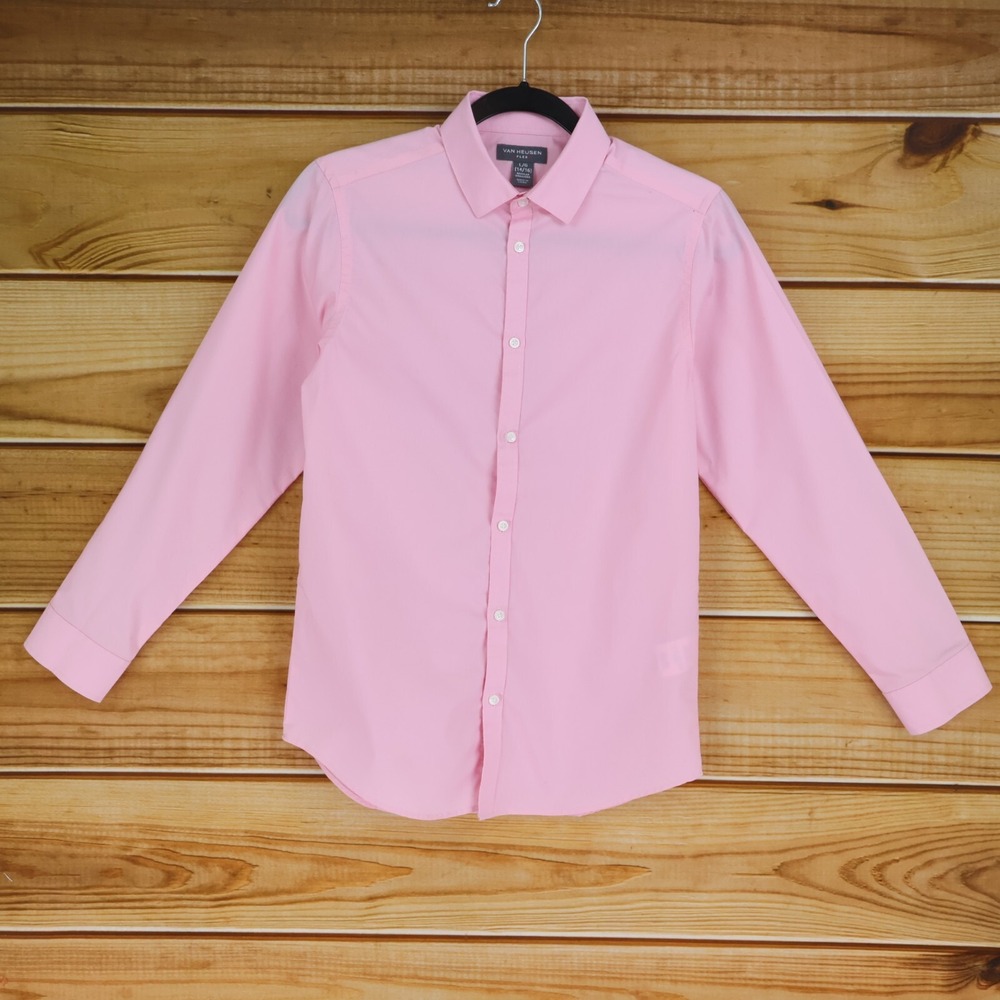 Van Heusen‎ Flex Dress Shirt Kids L 14/16 Pink Cotton Blend Long Sleeve Collar